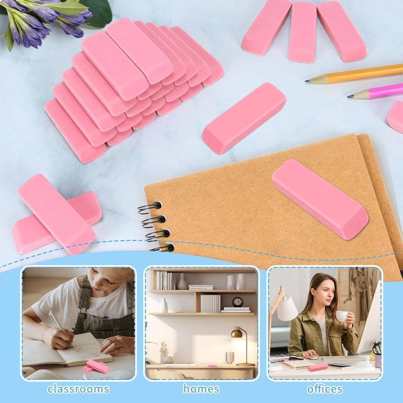 PRALB 144 Pack Pink Erasers Bulk Erasers for Art, School, and Office Use, Classroom - Image 5